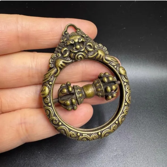 2026Keychain Copper Jewelry Collection Nepalese Tibetan Nine-strand Vajra Pestle Turning Hand Handle Pendant Accessories