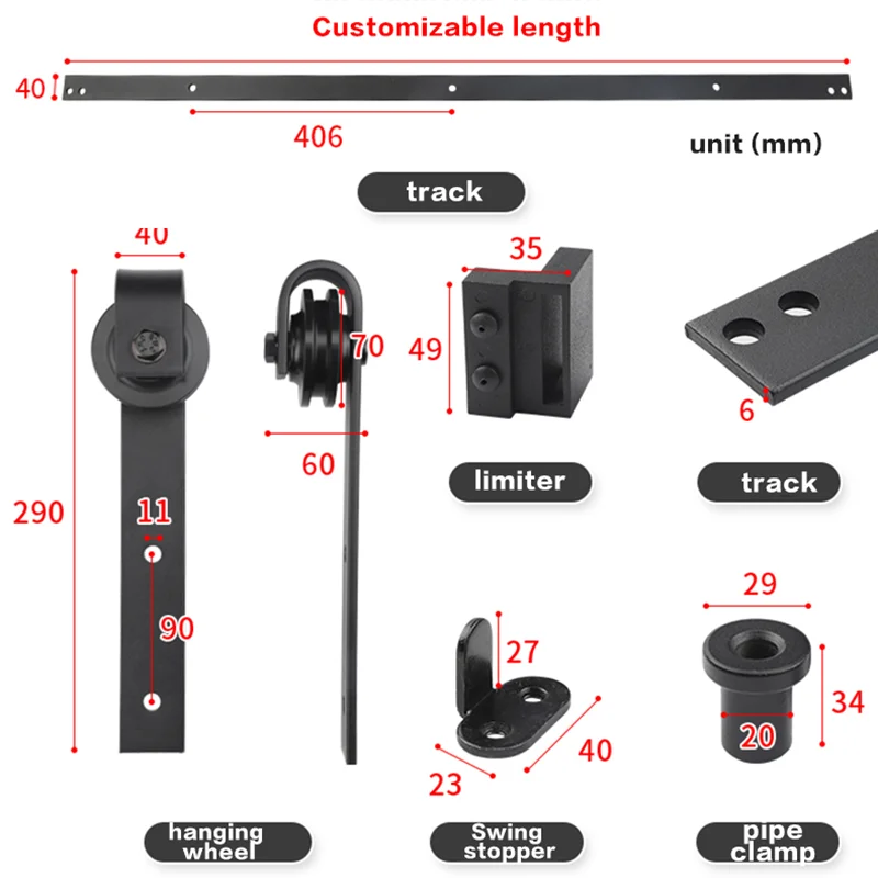 النمط الأمريكي باب الحظيرة انزلاق المسار الثقيلة الأسطوانة الأجهزة نظام الانزلاق السلس لأبواب مقسم غرفة خزانة المطبخ