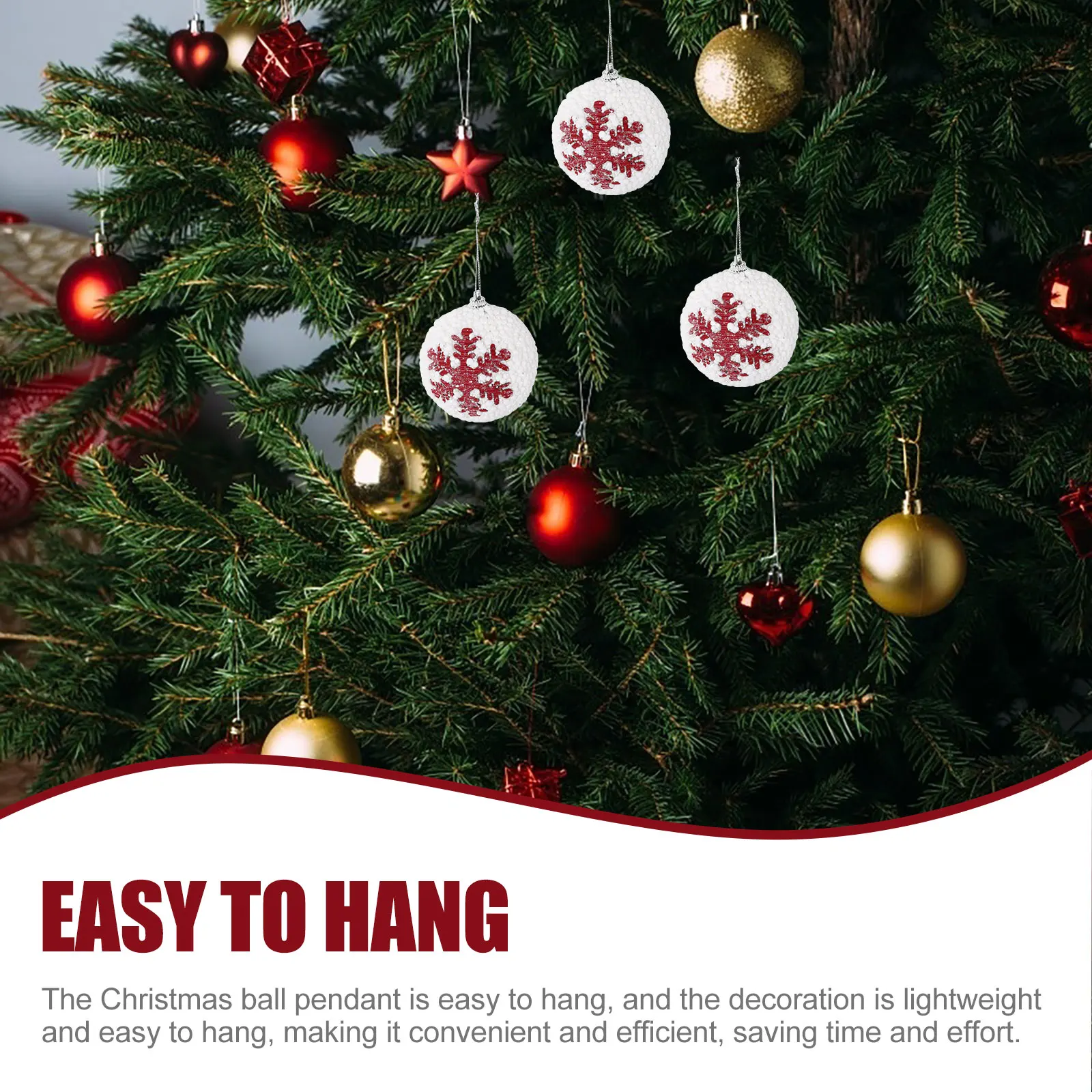 

6pcs Christmas Ball Pendant Snowflake Design Hanging Ornament For Tree Decor Indoor Outdoor Holiday Party Xmas Decoration Home