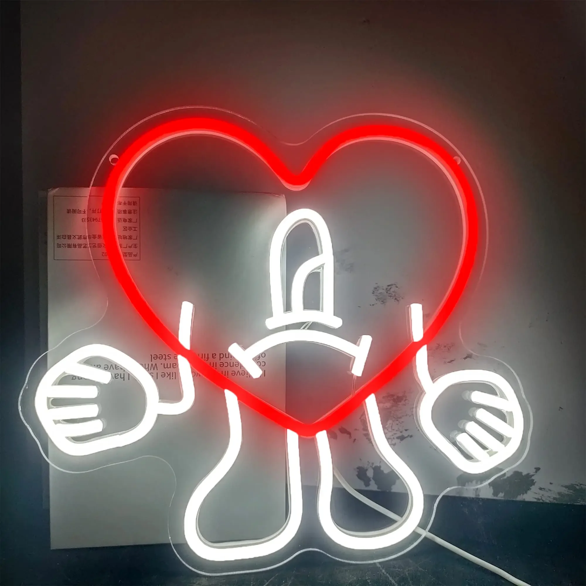 

Heart Neon Sign LED, Funny Singer, Adjustable Brightness, Cartoon, Hip Hop Wall Decor, Music, Wedding, Birthday