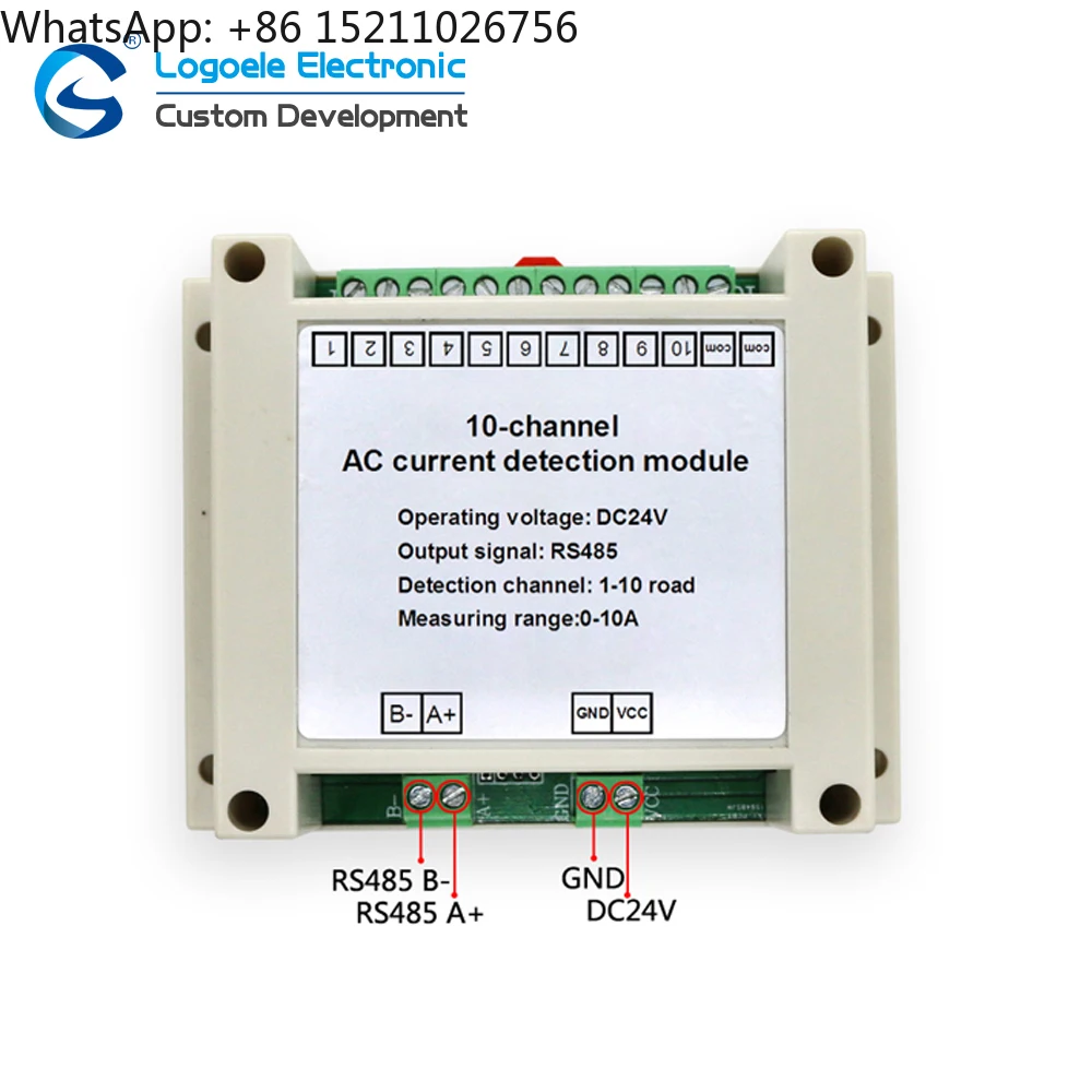 Módulo de 10 canales salida RS485 AC 5A 50A 10A 20A transmisor de sobrecorriente protección contra sobrecorriente sensor de corriente CA
