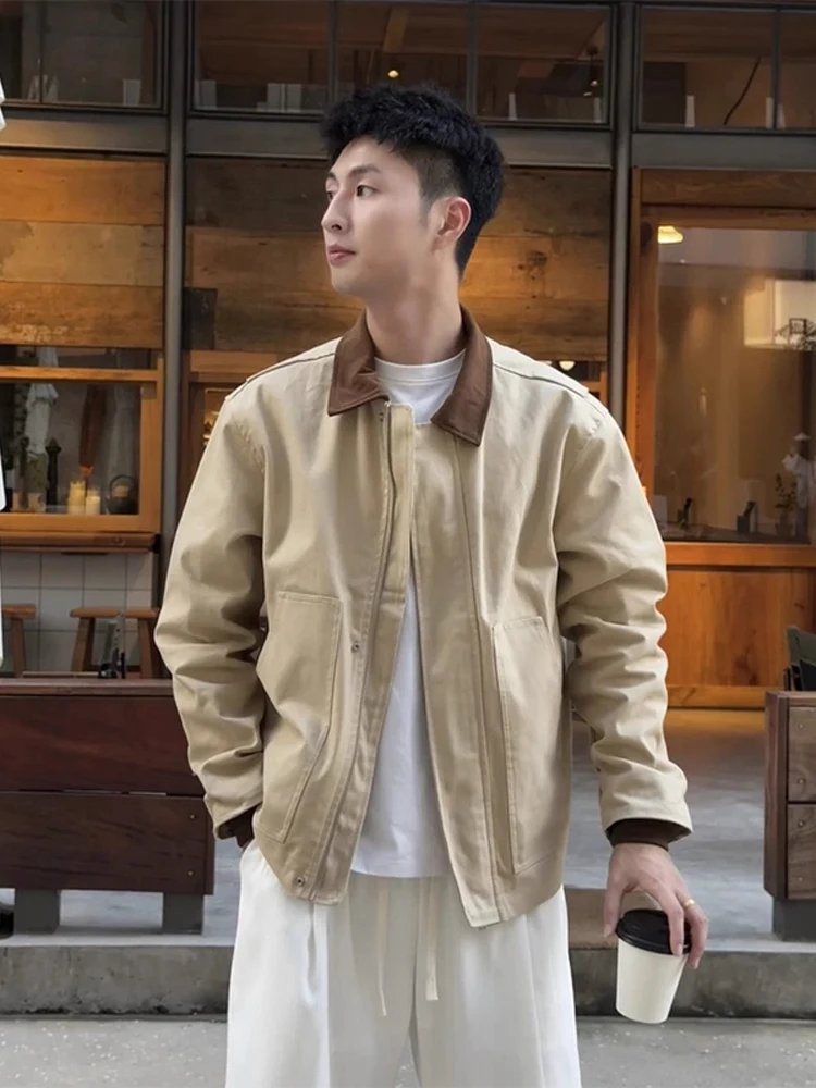 

Винтажная рабочая одежда Cleanfit Detroit, мужская ветровка с бейсбольным воротником Barn, повседневная свободная молодежная одежда стандартной длины