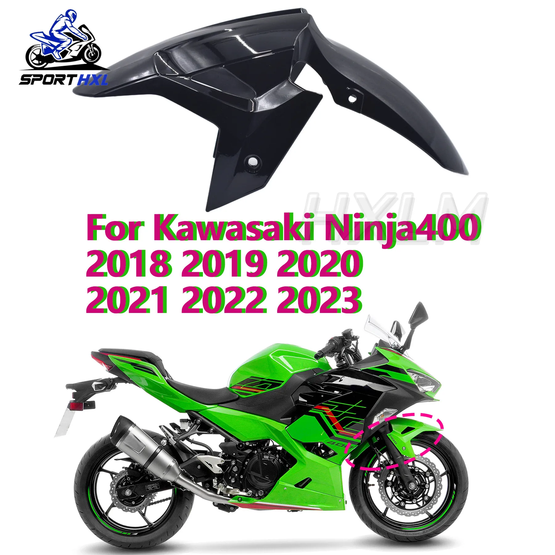 

2024 New Z400 Motorcycle Accessories Front Fender Mudguard Tire Splash Mud Guard Shell For Kawasaki Ninja 400 Z-400 2018-2023