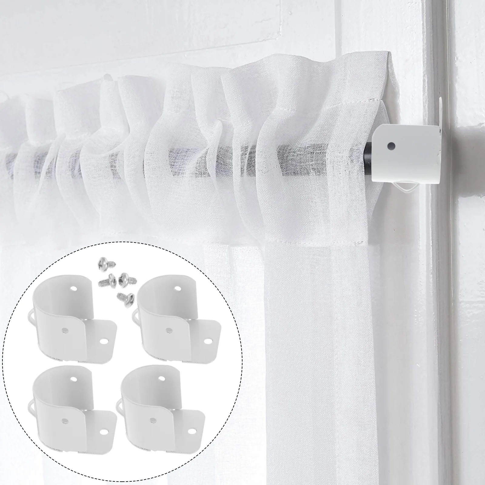 

4Pcs Closet Flange Socket Rod Holder Iron Wardrobe Bathroom Shower Curtain Rod Support Bracket Closet Bracket Wardrobe Socket