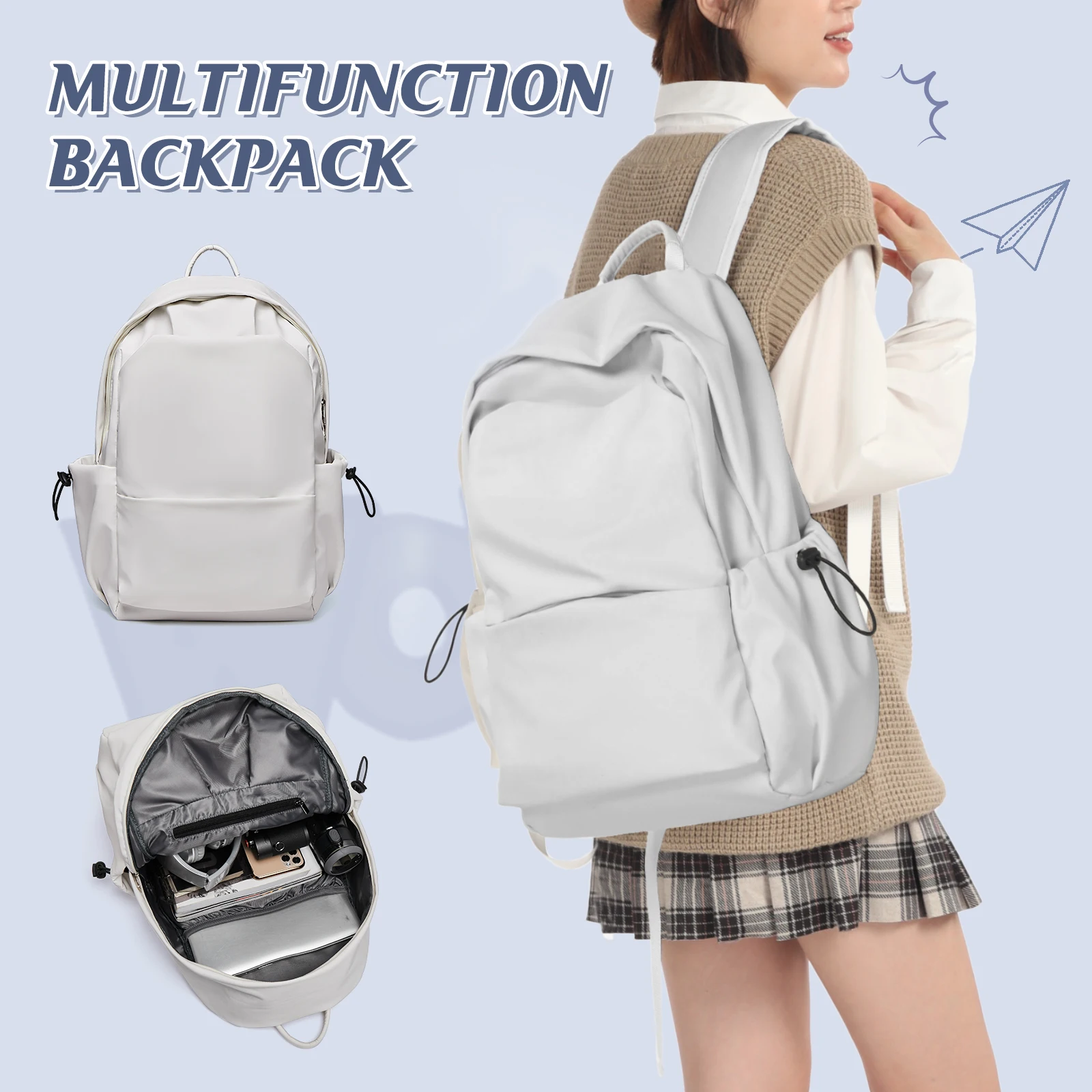 男性と女性のための防水ラップトップバックパック、軽量の毎日のバックパック、スポーツリュックサック、学校のコンピューターバッグ、大学、仕事、大学、旅行