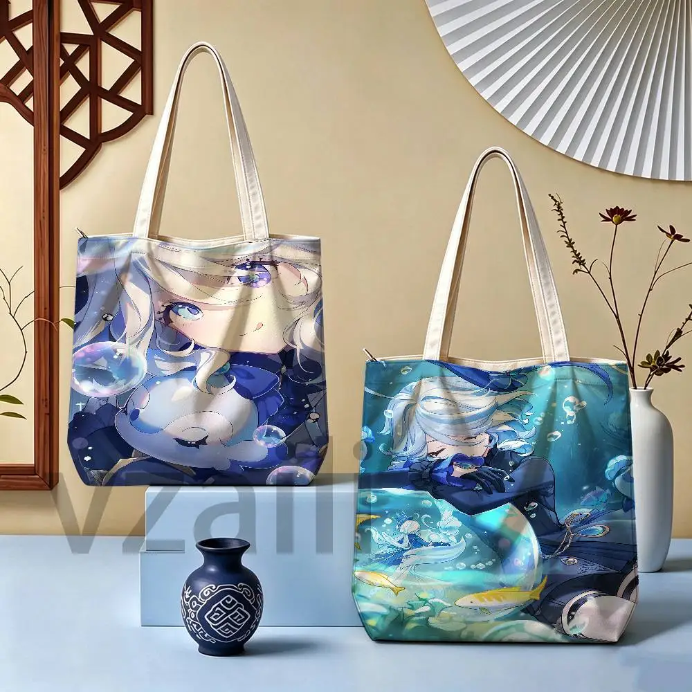 F-Furina Female Printed Versatile Student Portable Office Handbag Bento Bag Handbag Sail Bag