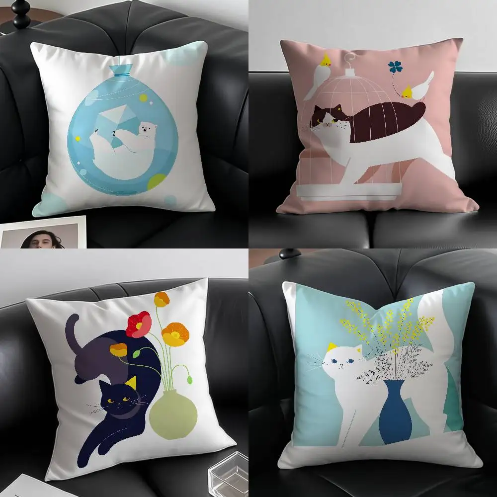 

Flat Style Illustration Art Animals Pillow Case Custom Printed Brushed Fleece Pillow, Baby Skin-Touch, Eco-Friendly Dye-Sublimat