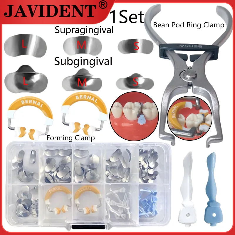 Dental Bean-Shaped Molding Kit Bean-Shaped Molding Plates Ring Placement Forceps Metal Restorative Fillings Dental Consumables