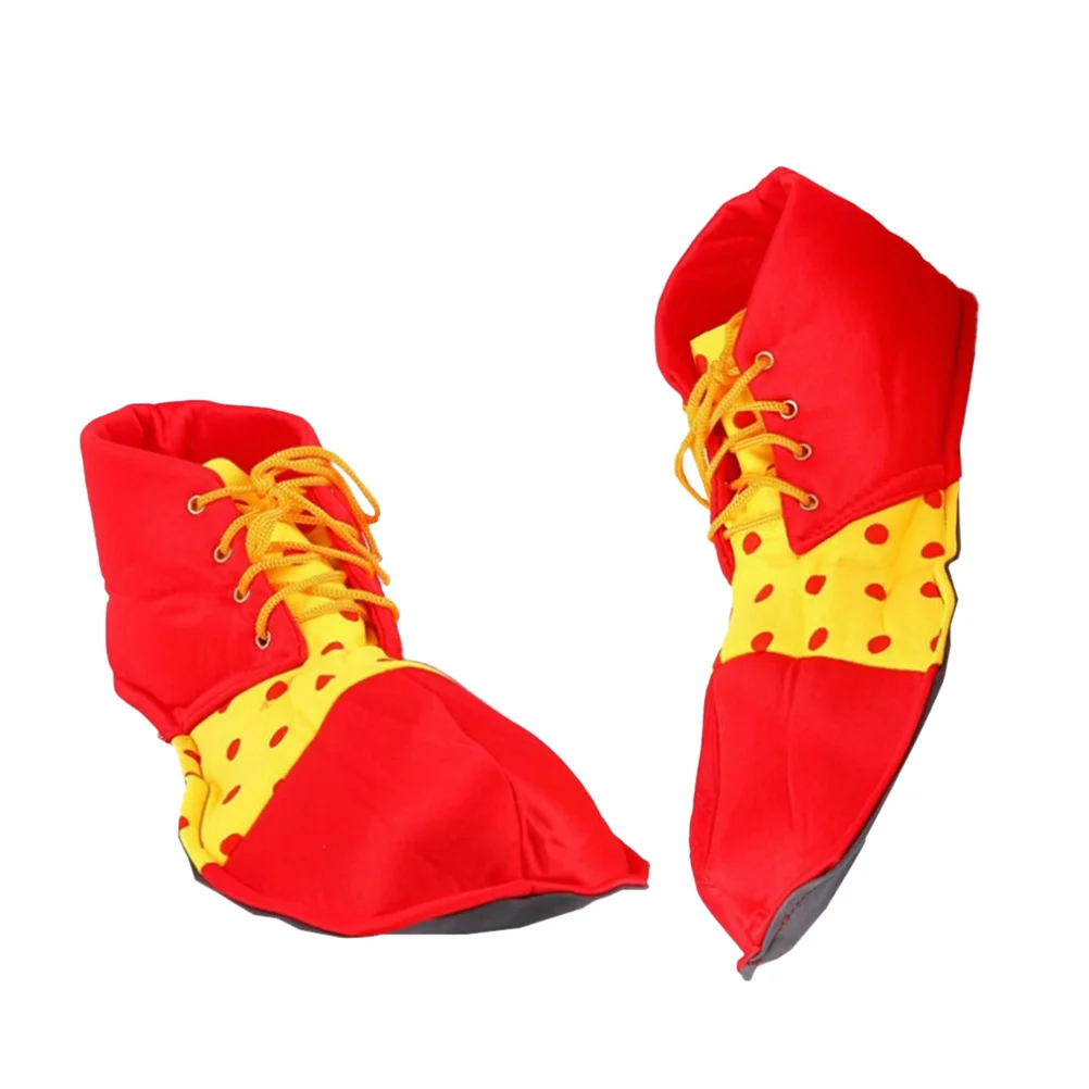 Coppia di scarpe da clown rosse oversize in tessuto con cordino regolabile per scarpe da clown di carnevale in maschera per feste in costume di Halloween