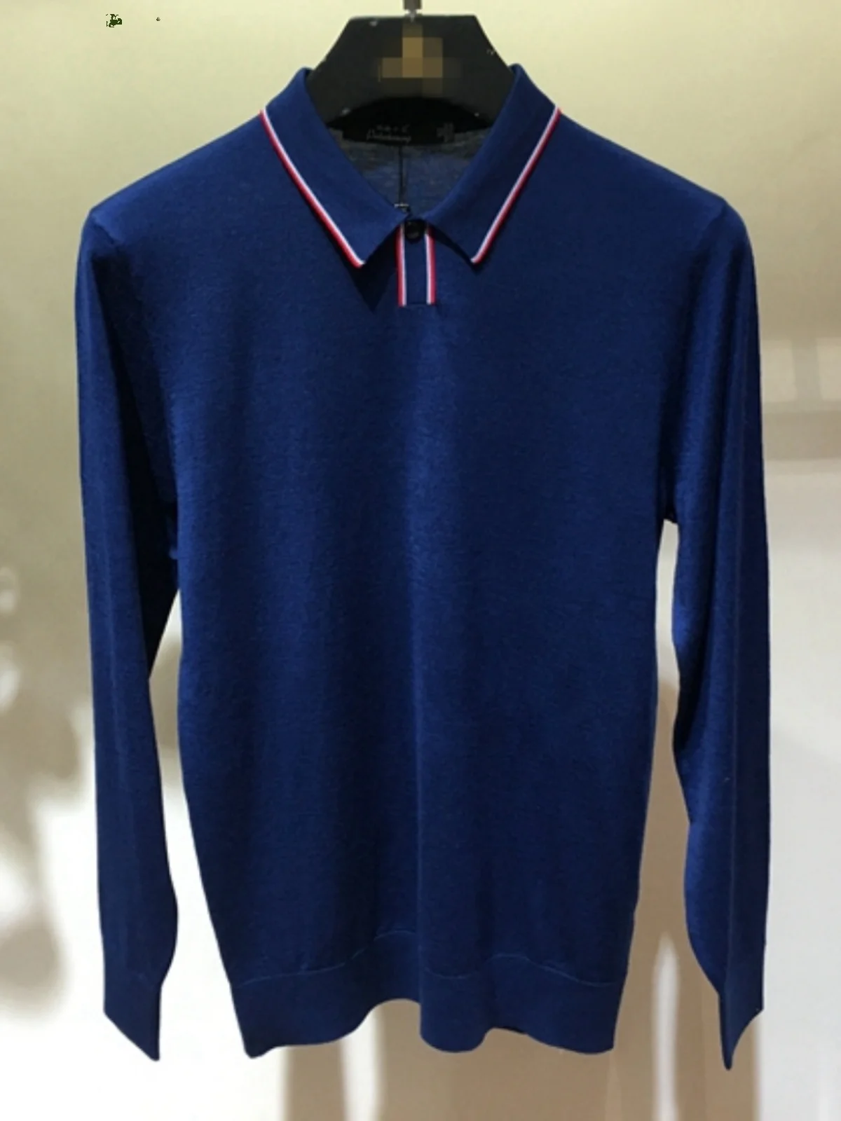 

Busin Casual Men's Wool Sweater Thin Lapel Tee-Button Commute Slim Fit Autumn Winter Faion Brand M Clothing