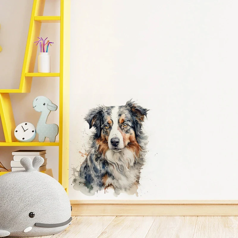 T785#Australian Shepherd Dog Wall Sticker Kids Room Background Home Decoration Mural Living Room Wallpaper Funny Decal