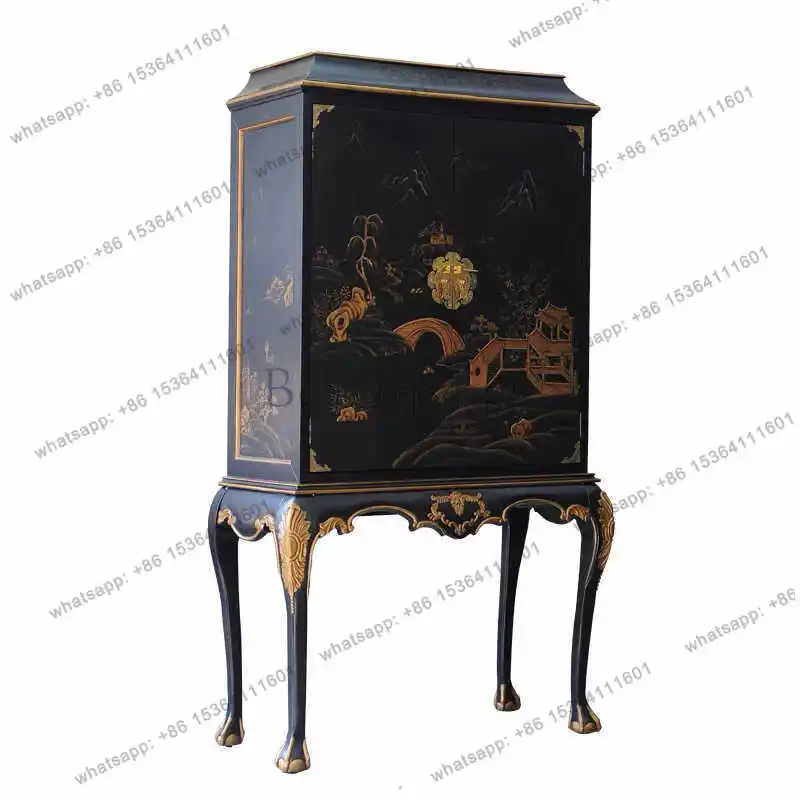 

Французский расписанный вручную винный шкаф для гостиной, новый китайский классический декоративный шкаф с рельефным узором