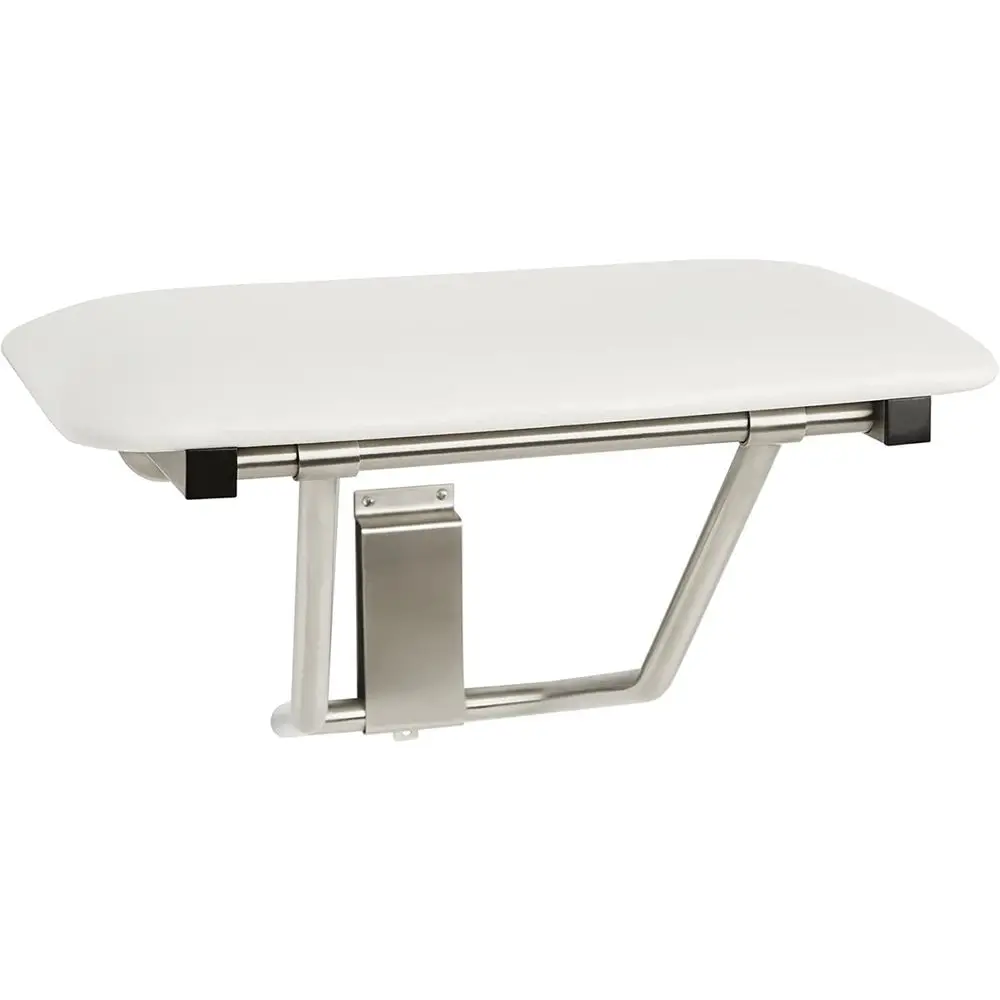 

24 White Wall-Mounted Padded Shower Bench Seat for Comfort Inside Showers