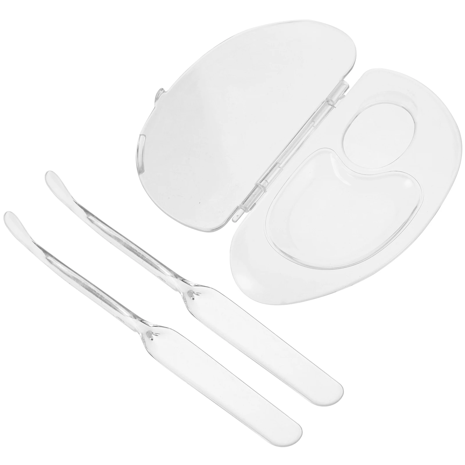 

2 Sets Foundation Palette Liquid Powder Mixing Plate Transparent Tray Hand Spatula Foldable Acrylic Makeup Tool Set
