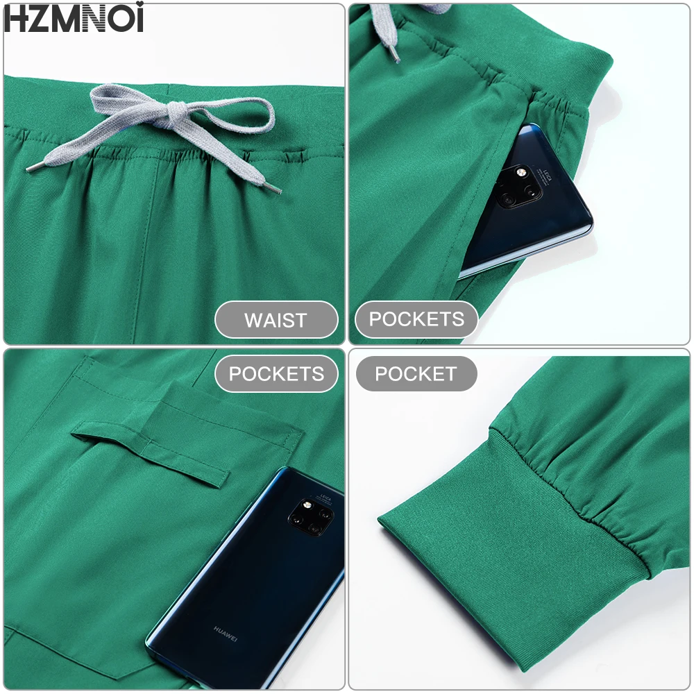 医師ナース手術服女性スクラブセット美容院作業服臨床スクラブトップ + パンツスパ看護チュニックスーツ