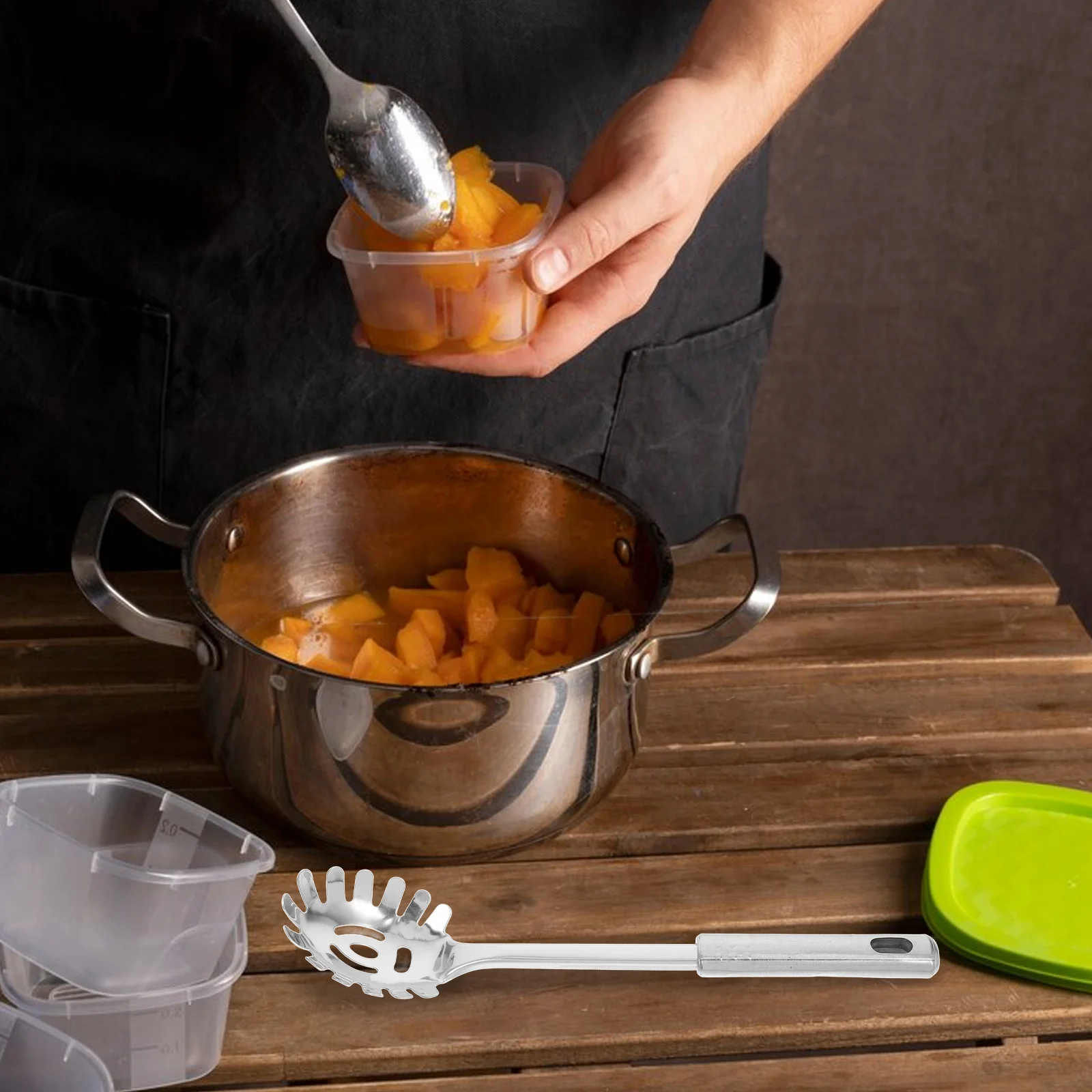 

Stainless Steel Noodle Spoon Strainer Ladle Pasta Fork for Cooking Silver Kitchen Tool Durability Craftsmanship