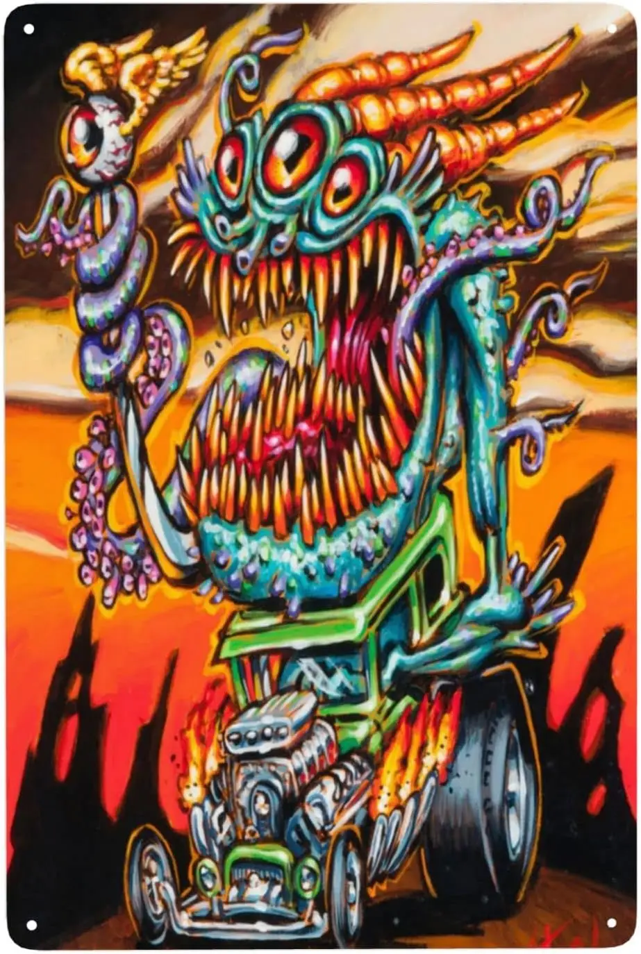 Tikus Fink Mengisap Knalpot Saya, Ed Roth, Ayah Besar, Ayah Roth, Tanda Tampilan Berkarat Reproduksi Tanda Timah Logam Tanda Gas Stasiun Minyak