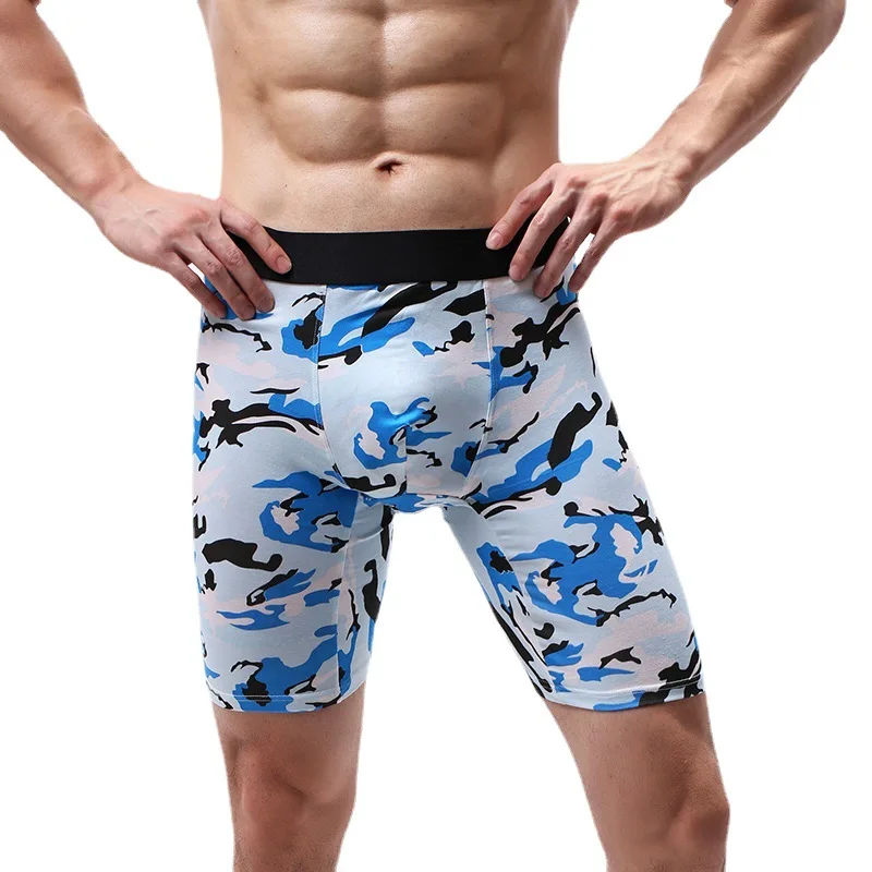 1PCS Long Leg Cotton Sexy Shorts Boxer Men’s Underwear Men\'s Underwear Men Panties Men Underpants Boxershorts camouflage Natural