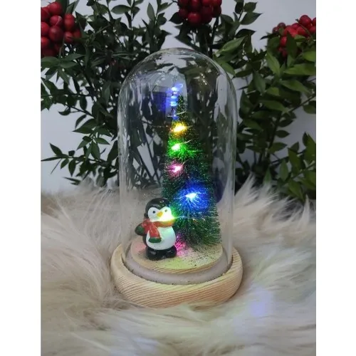 İstoç of Diy Luminescent Glass Bell Jar Christmas Penguin Pattern Lamp