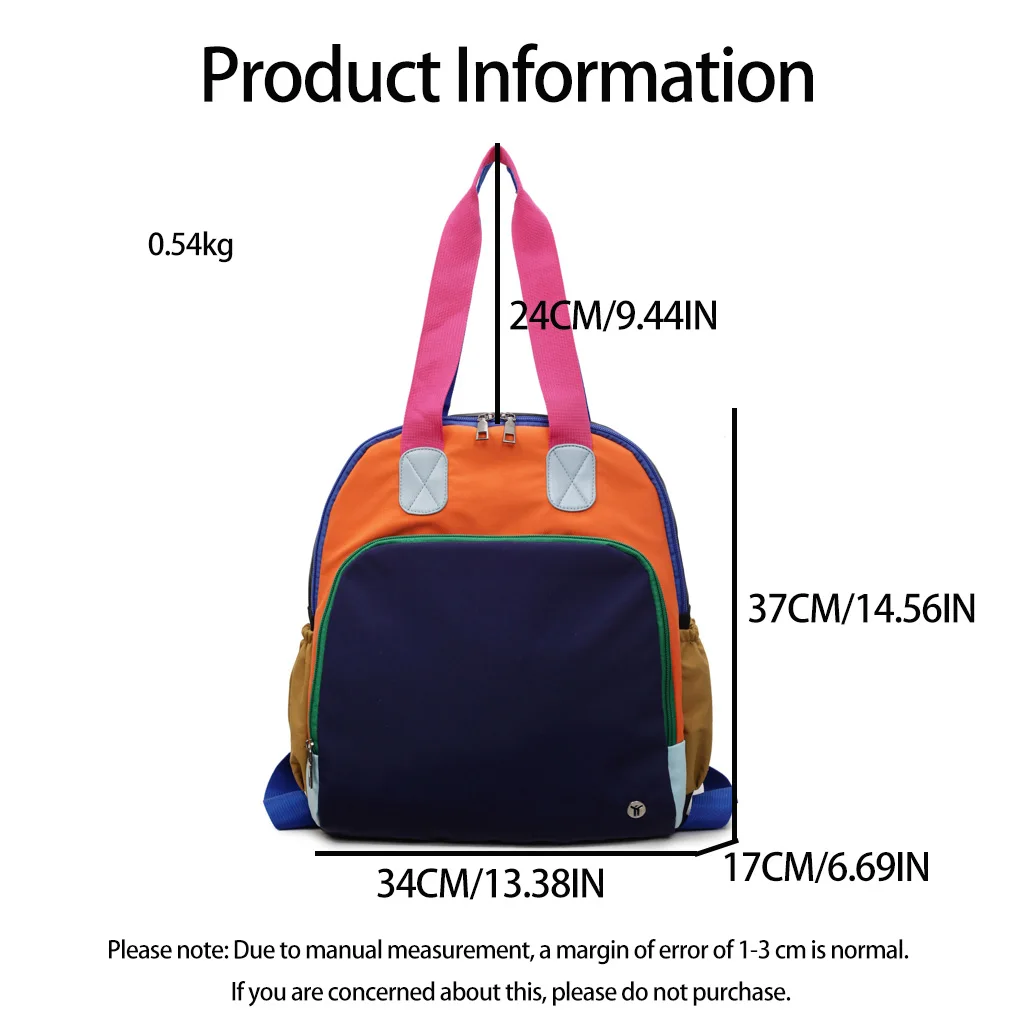 حقيبة ظهر كاجوال أنيقة للجنسين ذات كتلة ألوان، سعة كبيرة، متعددة الوظائف من النايلون، حقيبة كتف خفيفة الوزن للجنسين #2