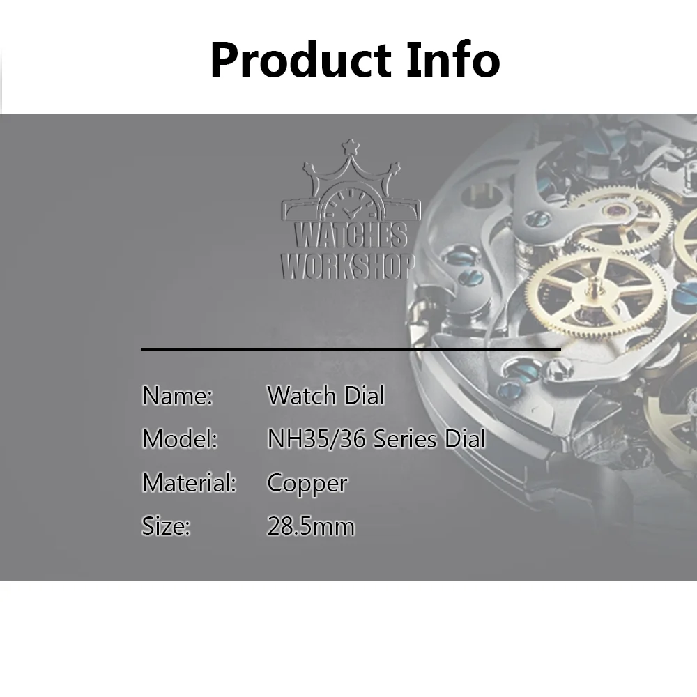 28.5mm Raised Dot Stick Watch Dial Green Luminous Fit NH35/36 For 3/3.8 O'clock Case Multiple Colors