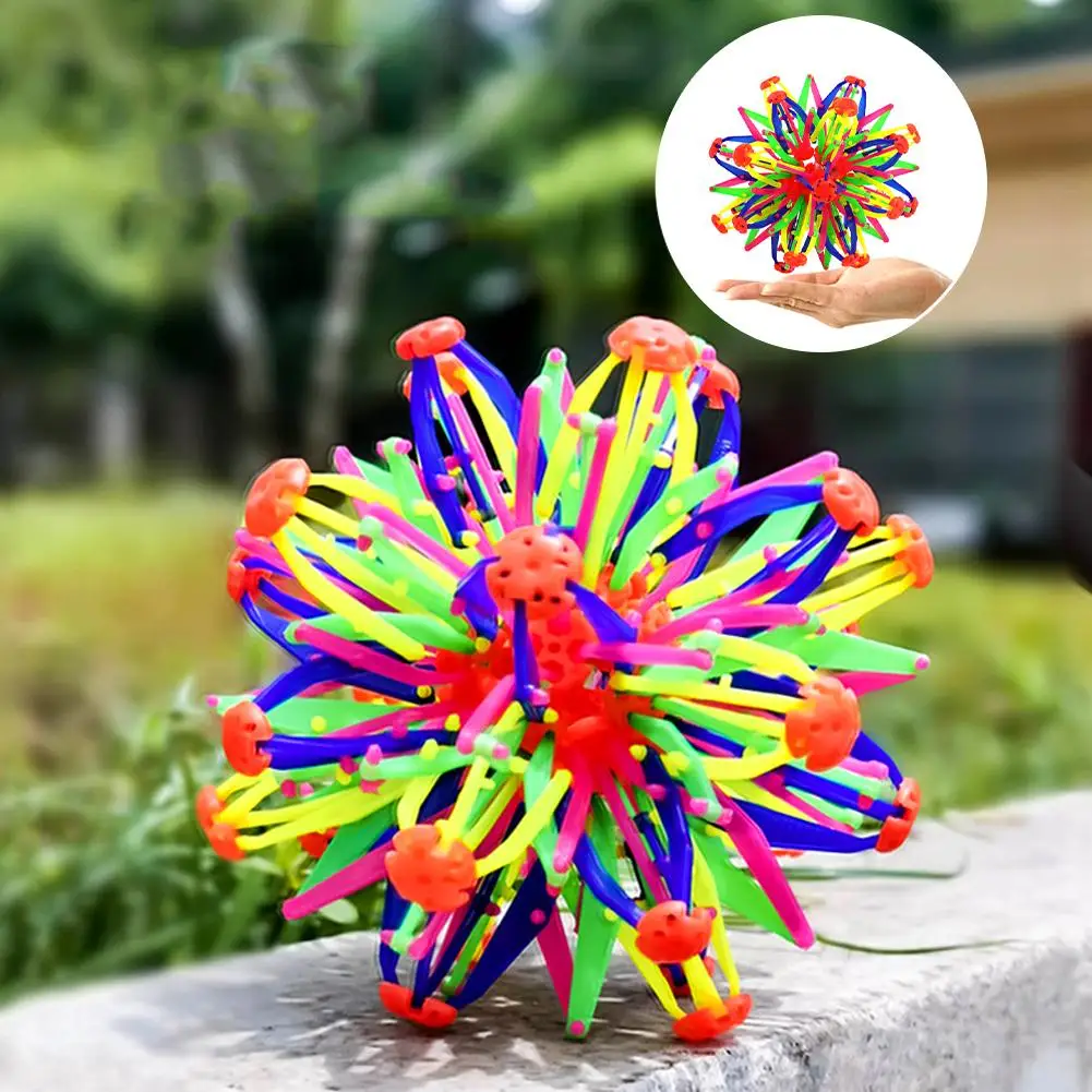 Rainbow Stress Ball for Kids - Colorful Expandable Fidget Toy, Durable Magic Sensory Ball for Outdoor Sports & Anxiety Relief