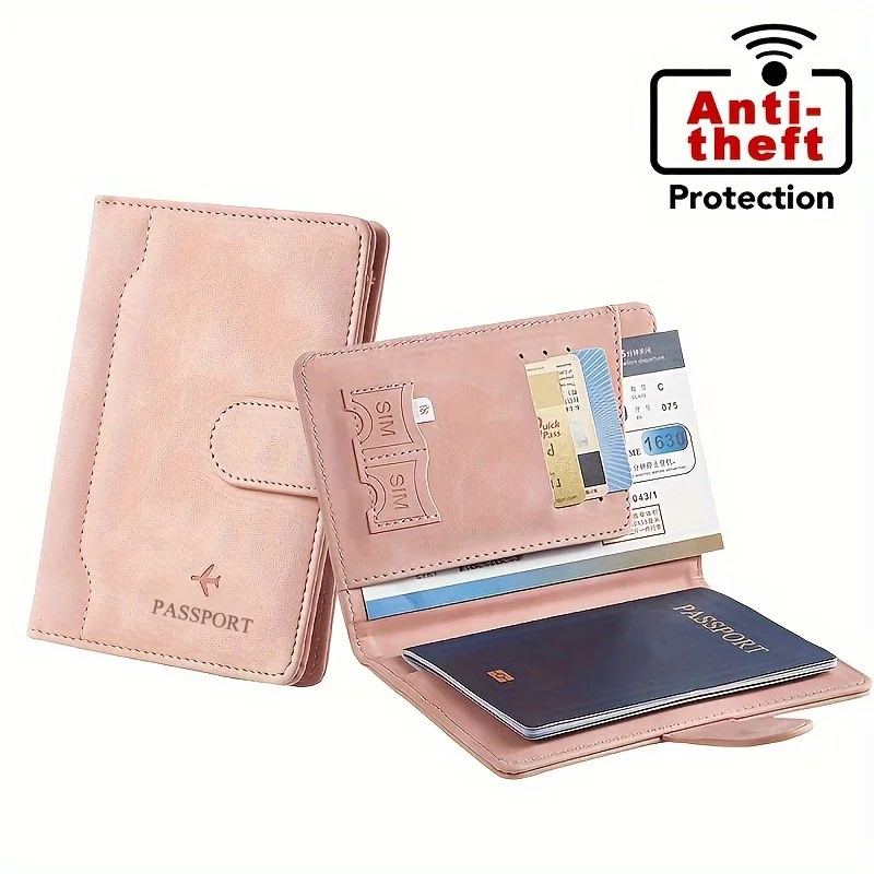 

Passport Holder for Travel Essentials, RFID Blocking Cover Wallet with Magnetic Closure Passport Book Case for Women and Men