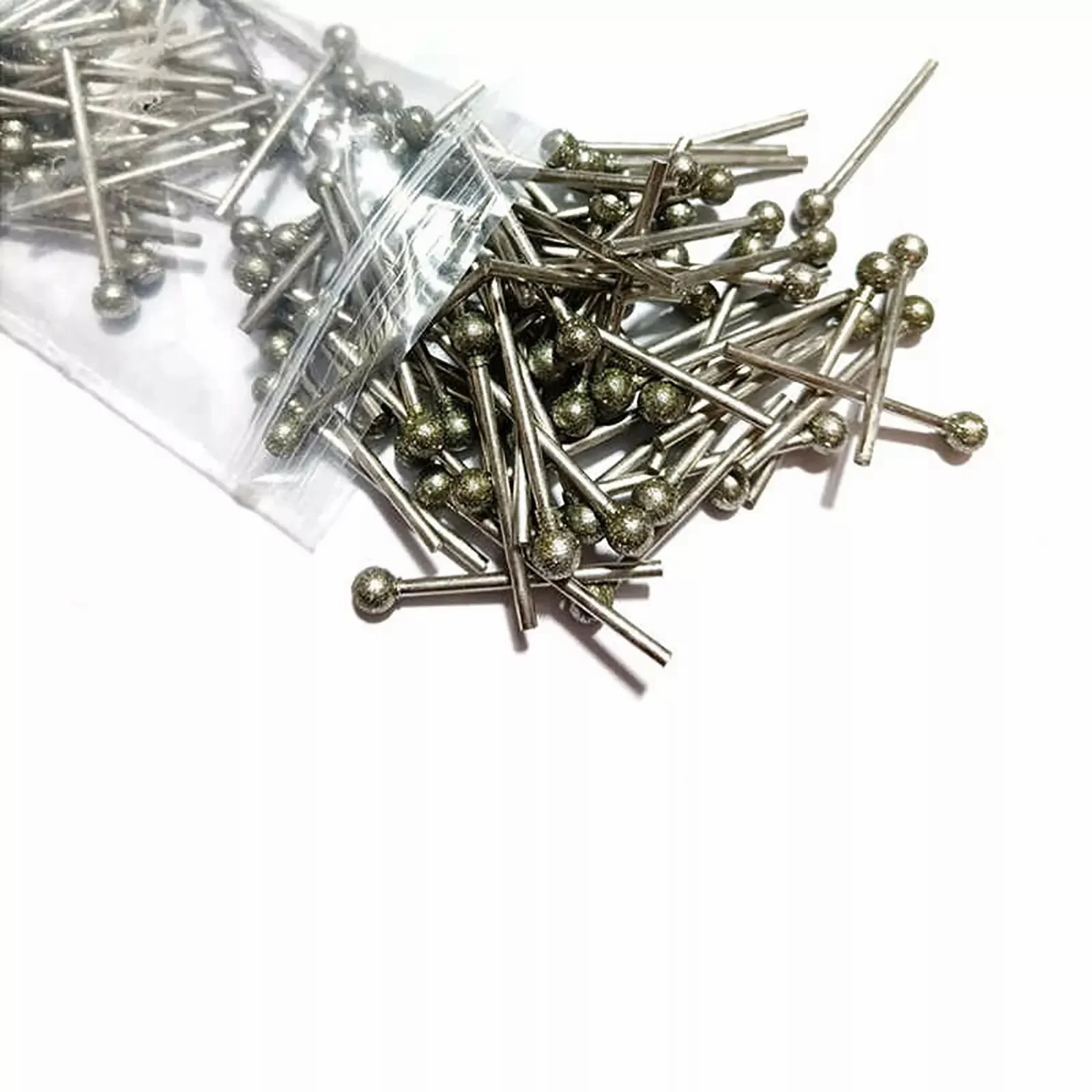 5Pcs 0.5mm-12mm Ball Round Diamond Burr Bit Shank 2.35mm/3mm  Gems Glass Carving Rotary Tools