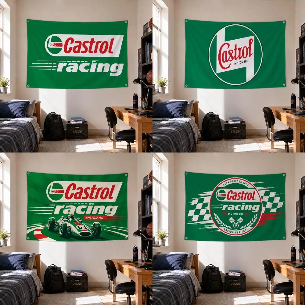 Automotive Brand Castrol Moto Oil Flags Home Yard & Garden Decor Banner - Indoor Outdoor Wall Hanging Flag