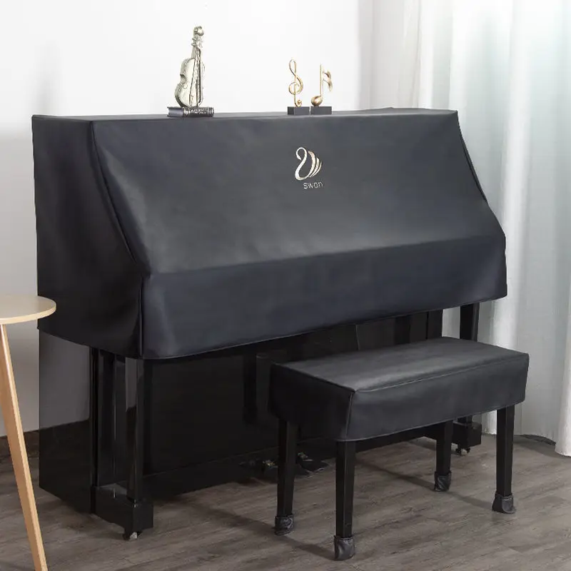 

Solid Color Waterproof Wash Free Piano Dust Cover Half Cover Black Stool Cover Fabric Electric Piano Cover Full Cover ZC833