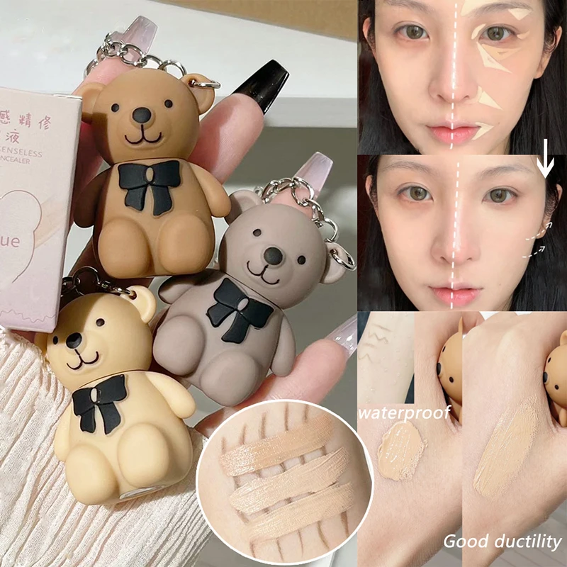 Cute Bear Liquid Foundation Concealer Matte Waterproof High Coverage Concealer Face Blemish Dark circles Color Corrector Makeup