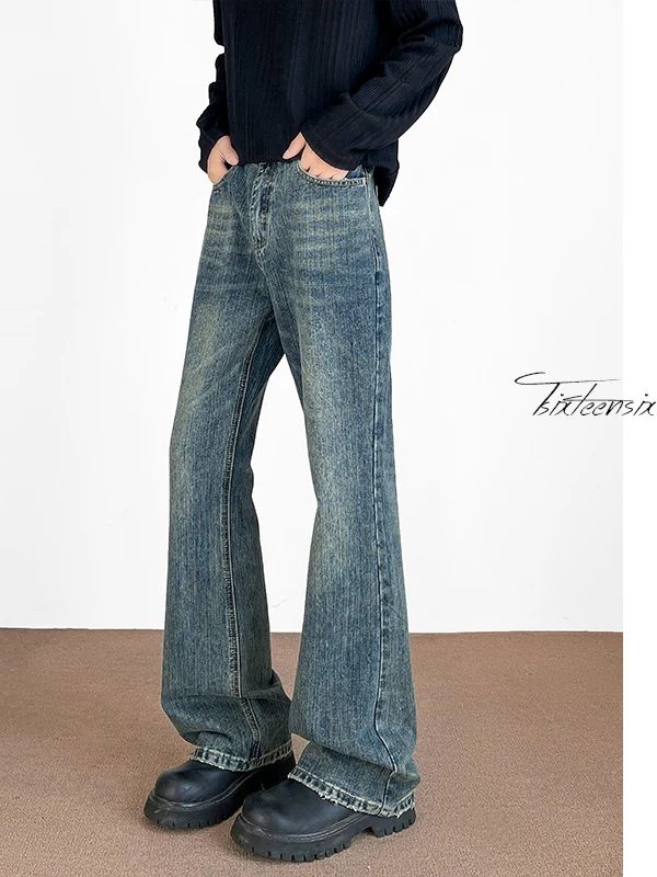 

Мужские джинсы Waed Bell Bot, повседневные зимние прямые брюки с бамбуковым узором и принтом, удобные эластичные джинсовые джинсы со средней талией на молнии