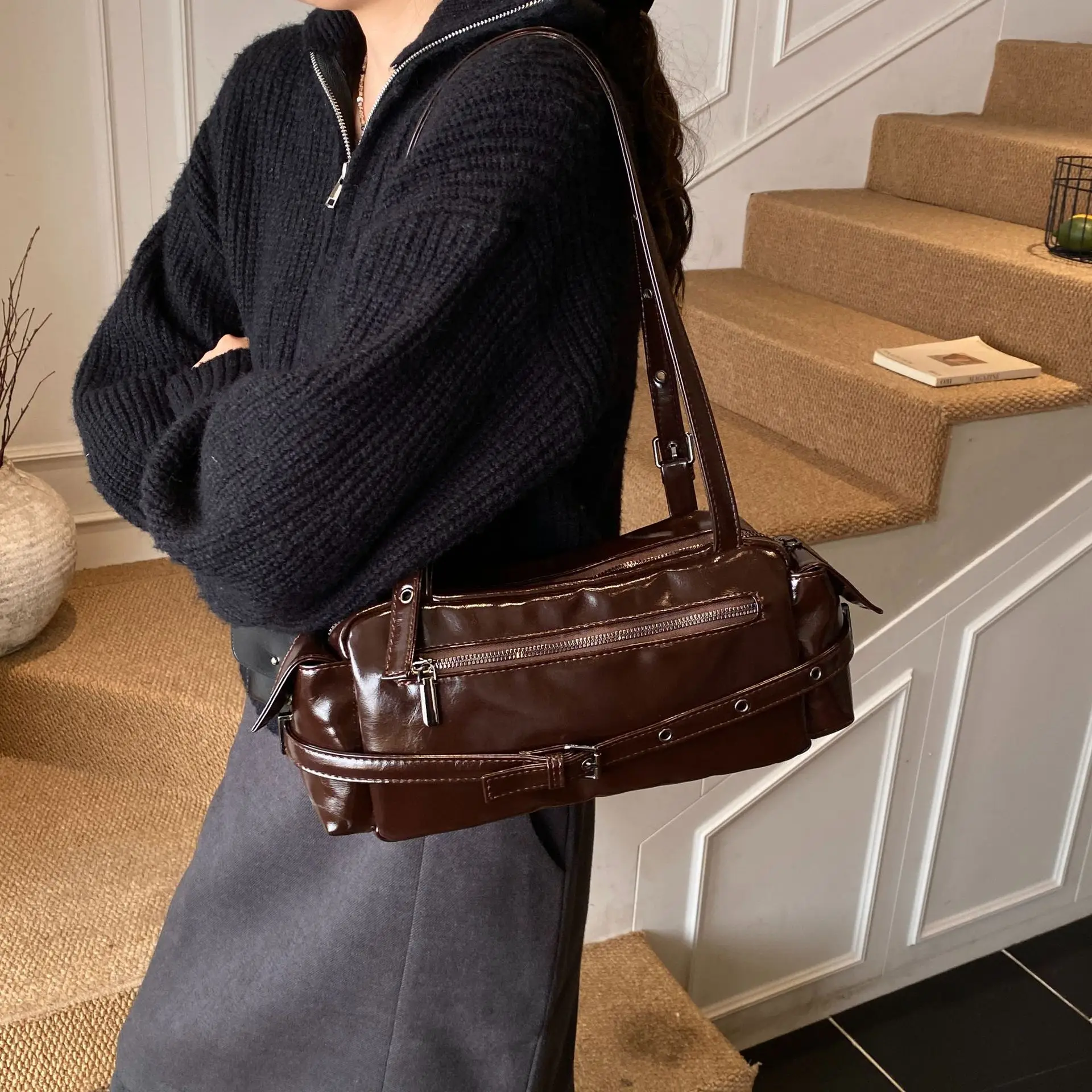 

2025 A/W Vintage Tote Bag for Women, Genuine Leather Multi-way Shoulder Crossbody Purse, Large Capacity Work Bag for Commute