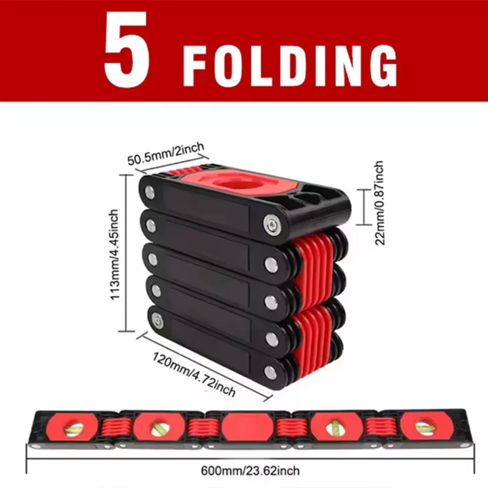 

High Precision Folding Horizontal Ruler Multi-angle Strong Magnet Magnetic Level Meter Folding Extend Multi-function