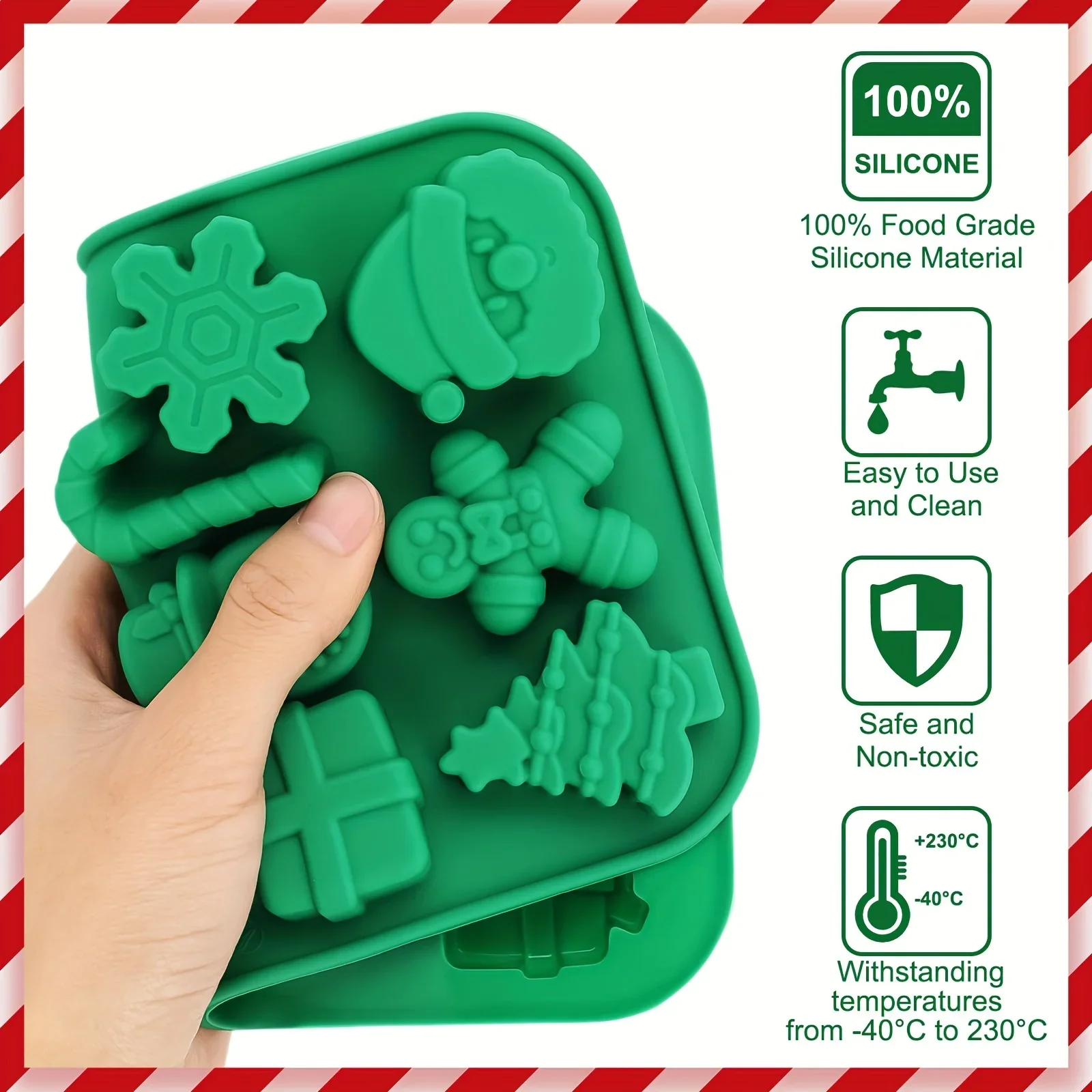 2pcs Christmas Silicone Soap manufacturing molds, Holiday Candy Molds, 3D Santa Claus, Snowman, Xmas Tree, Gingerbread