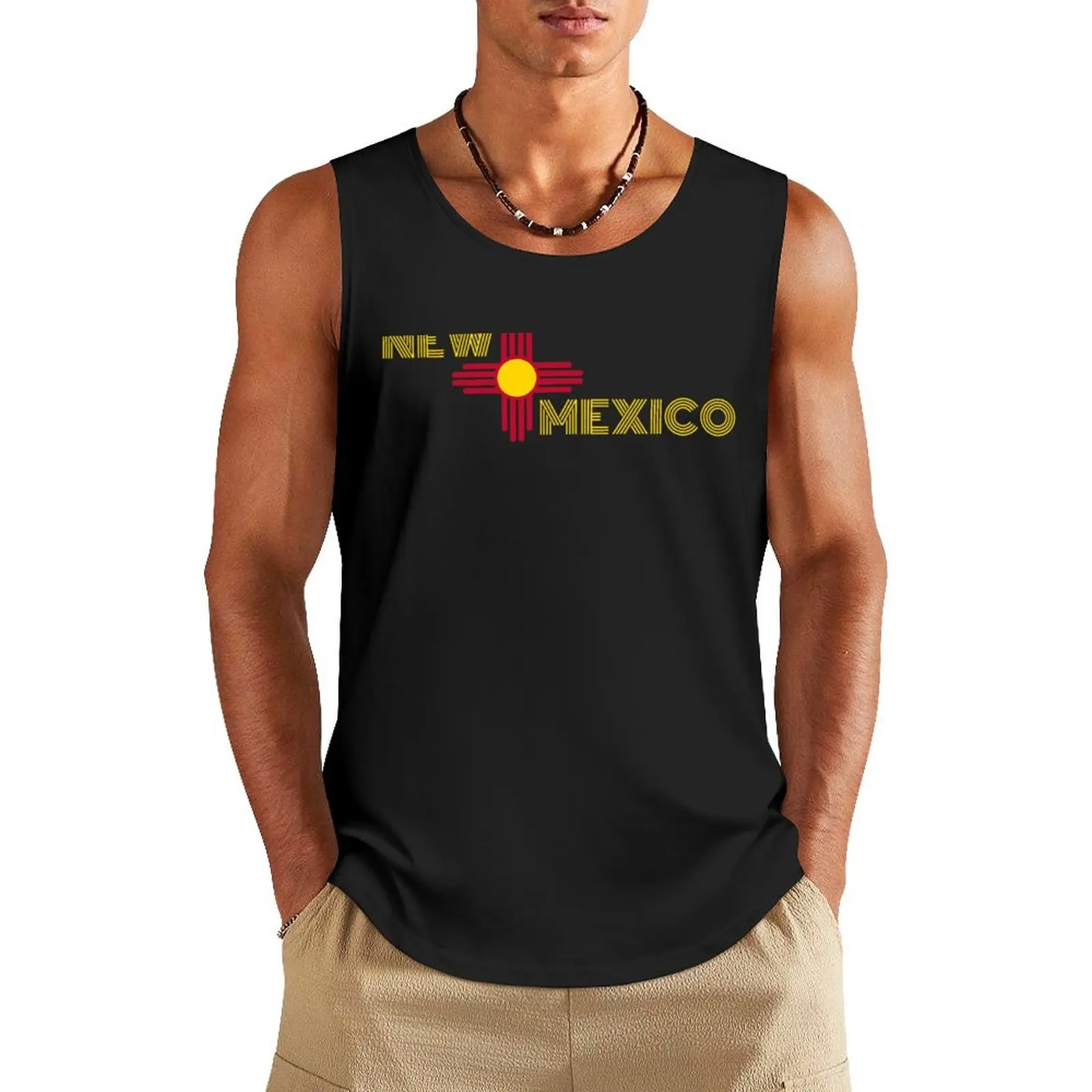

NEW MEXICO STATE FLAG ZIA SUN SYMBOL Tank Top men gym sports vest