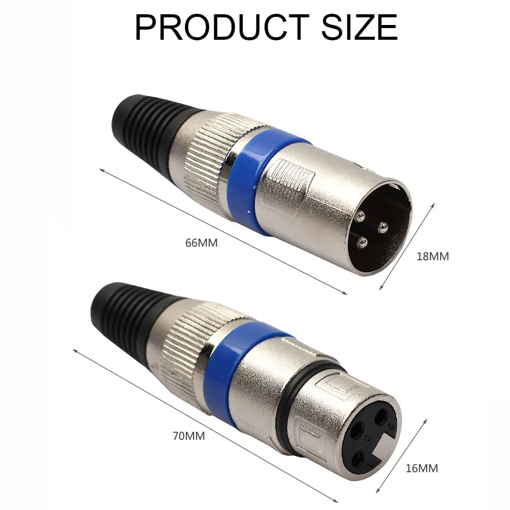 5 Pairs XLR 3 Pin Female Male MIC Jack Plug Audio Microphone Cable Wire Connector Power Adapter Blue NG4S Repair Replacement image 2