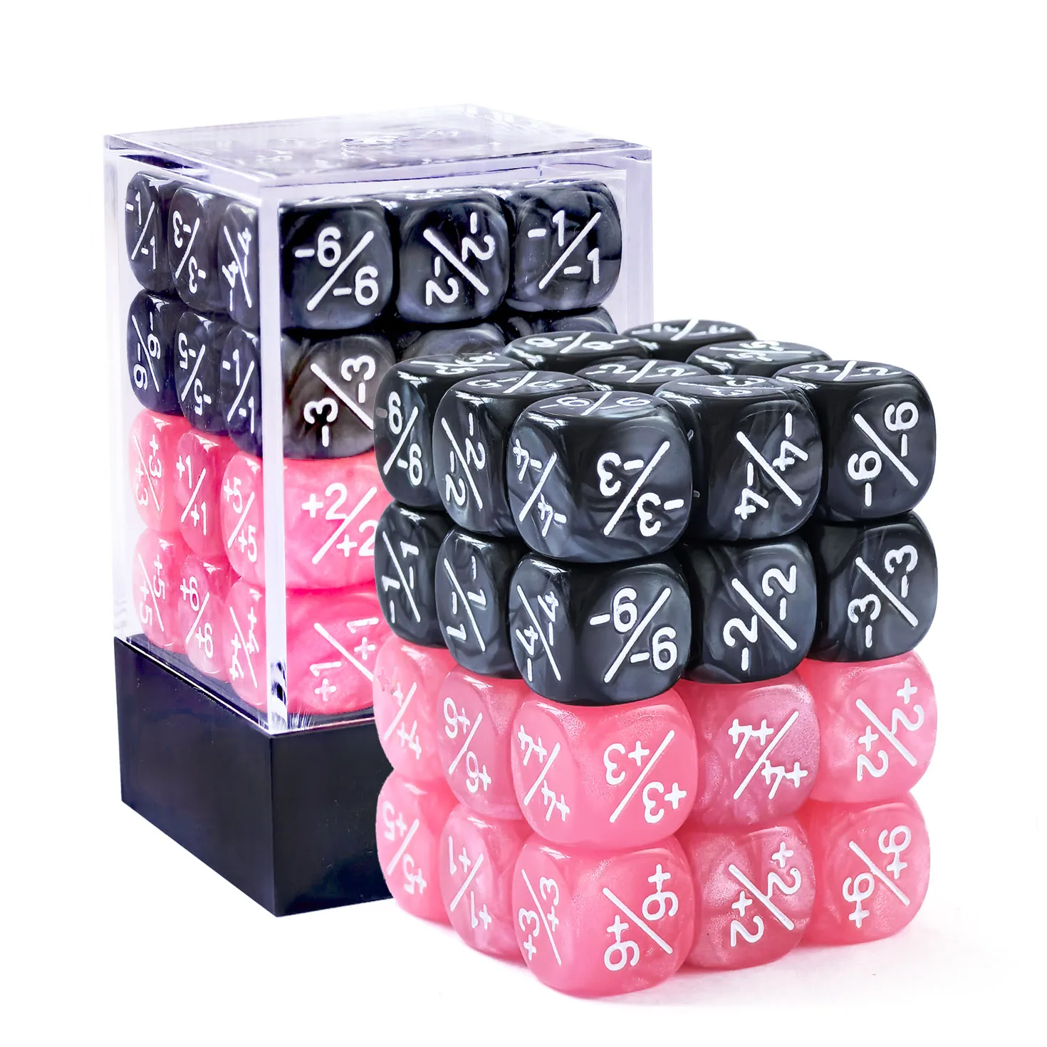 Bescon Colorful 36pcs 12mm Positive and Negative Dice Counters Set, Small Token Dice Loyalty Dice in Brick Box