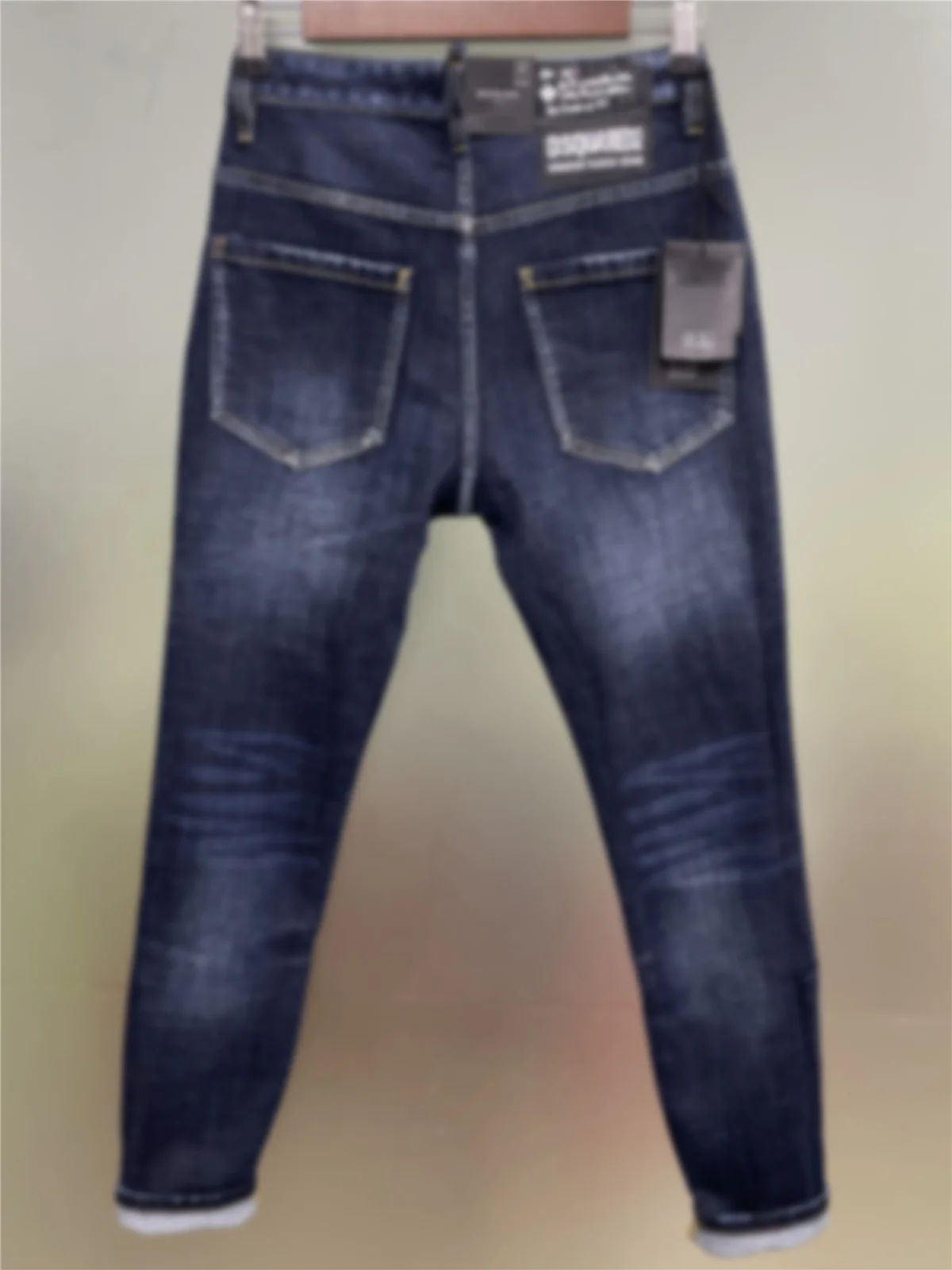 2024 Spring/Summer New D2 Jeans Men's Water Washed Printed Paint Splashing Fashionable Casual Small Straight Tube Blue