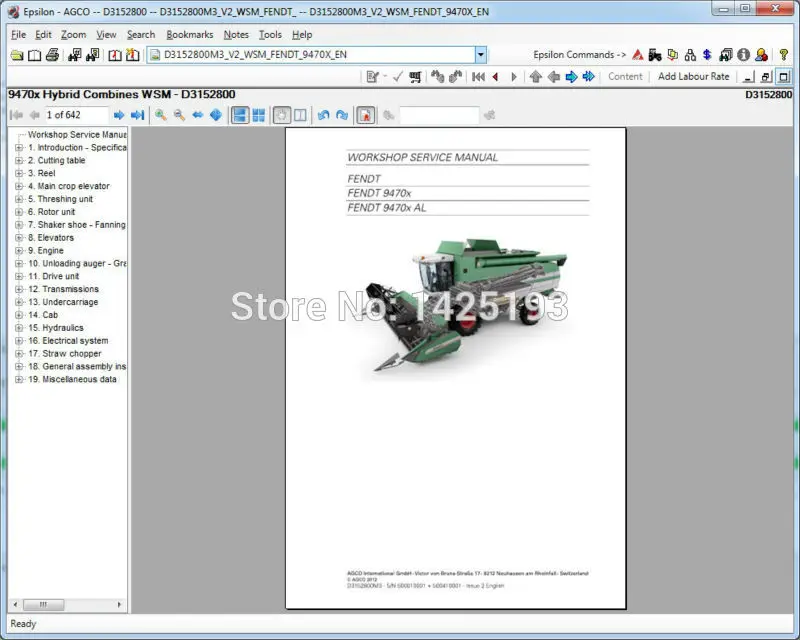 FENDT Spare Parts Books and Repair Manuals 2022 UK+SA+NA