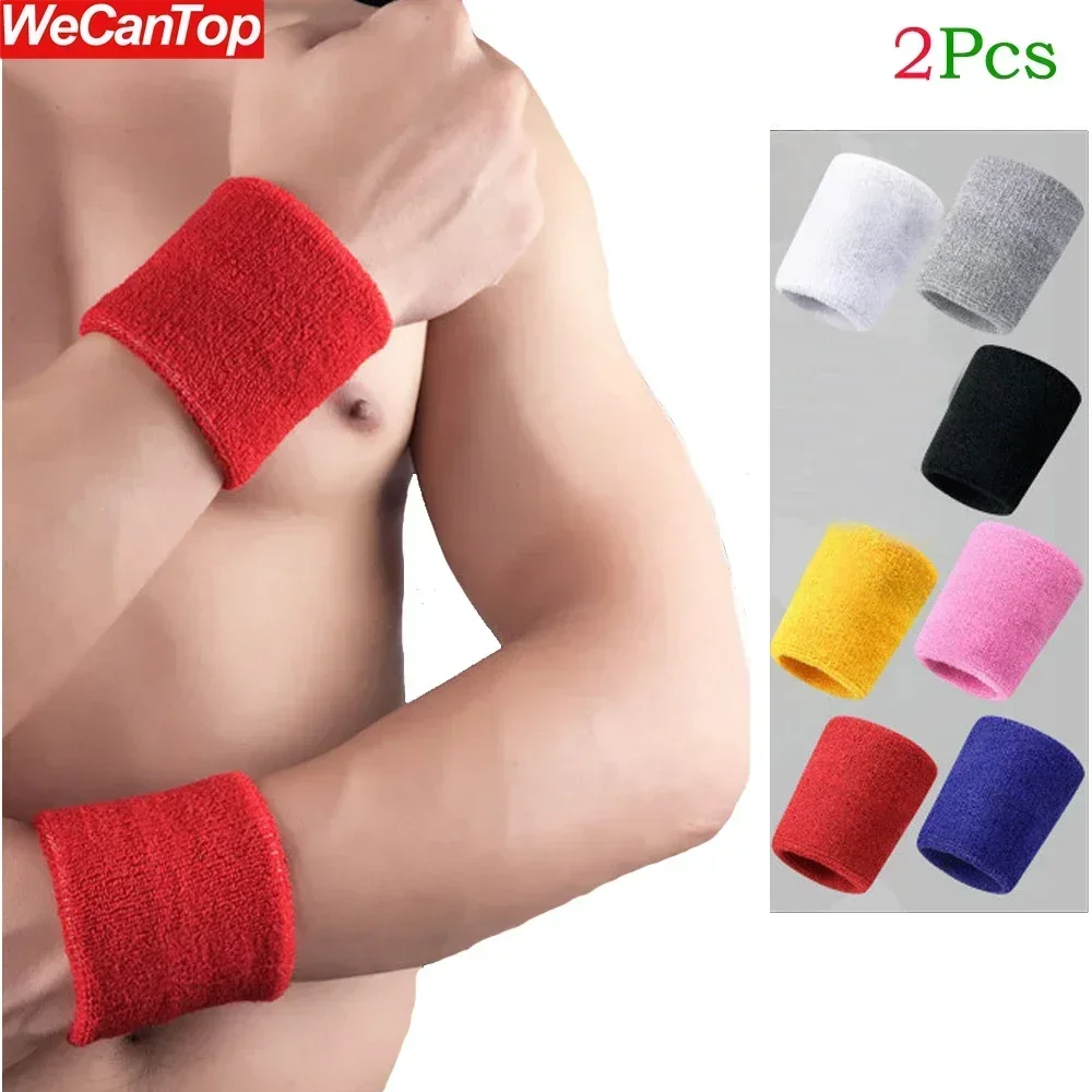 2Pcs Unique Sports Multi Colors Pack Sports Wrist Sweat Wristbands for Basketball Leagues（Black/Yellow/White/Blue/Pink/Red/Gray)