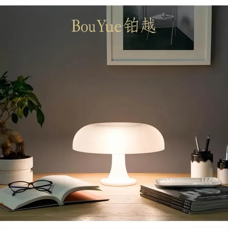 Danish Retro Mushroom Desk Lamp Wireless Charging Creative Atmosphere Light for Bedroom Study Bedside Night Light Home Decor