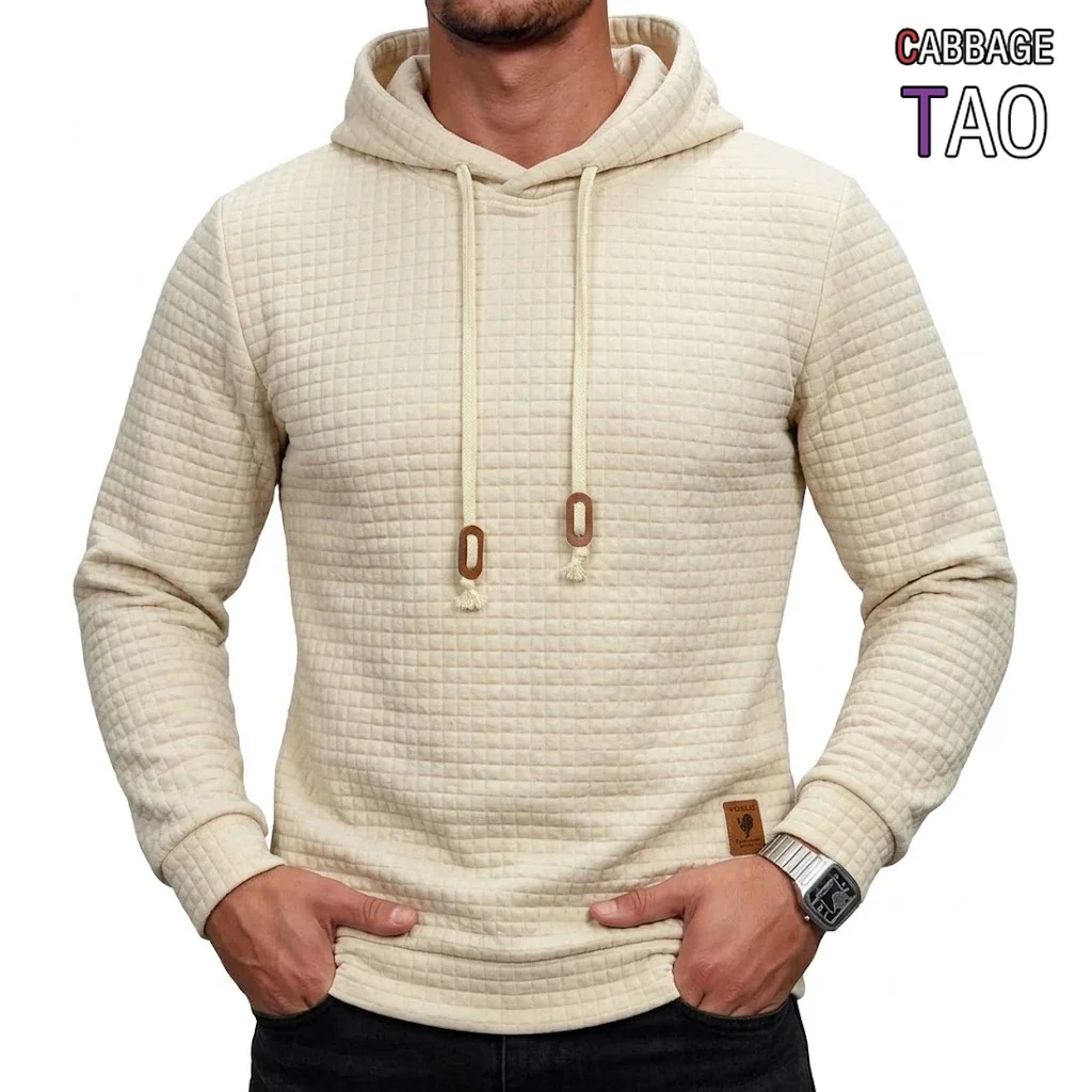 Mens Knit Pullover Hoodie Long Sleeve Textured Hooded Sweatshirt Casual Athletic Running Urban Streetwear Outdoor Work Tops