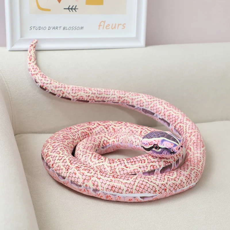 200cm Lazy Snake Plush Animal Stuffed Doll Soft Big Size Realistic horror frightening Room Decoration