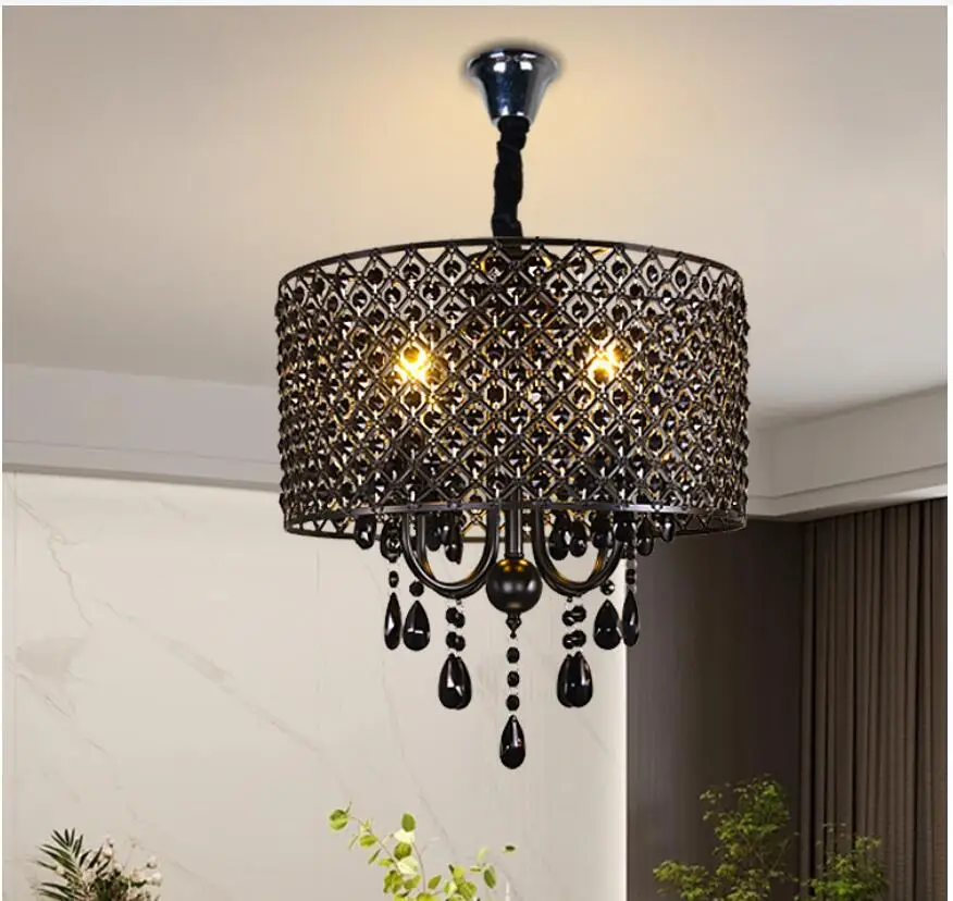 European Modern Crystal Chandelier Lights Modern Black Crystal Pendant Lamp Crystal Shades Included E14 110-260V 100% Guaranteed