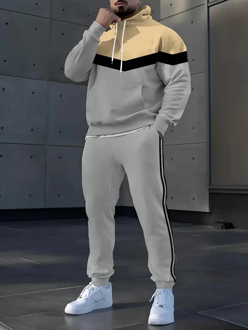 The new men's set for Spring and Autumn 2025 features a casual fashionable soft and comfortable 3D pattern print