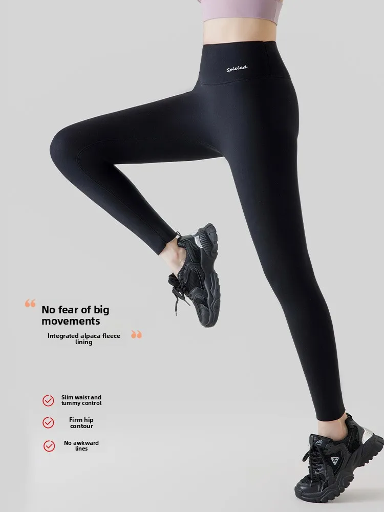 سراويل يوجا من صوف الجمل فائقة الثعبان للنساء ملابس خارجية شتوية مقاومة للبرد سراويل طويلة عالية الخصر تحمل الحرارة