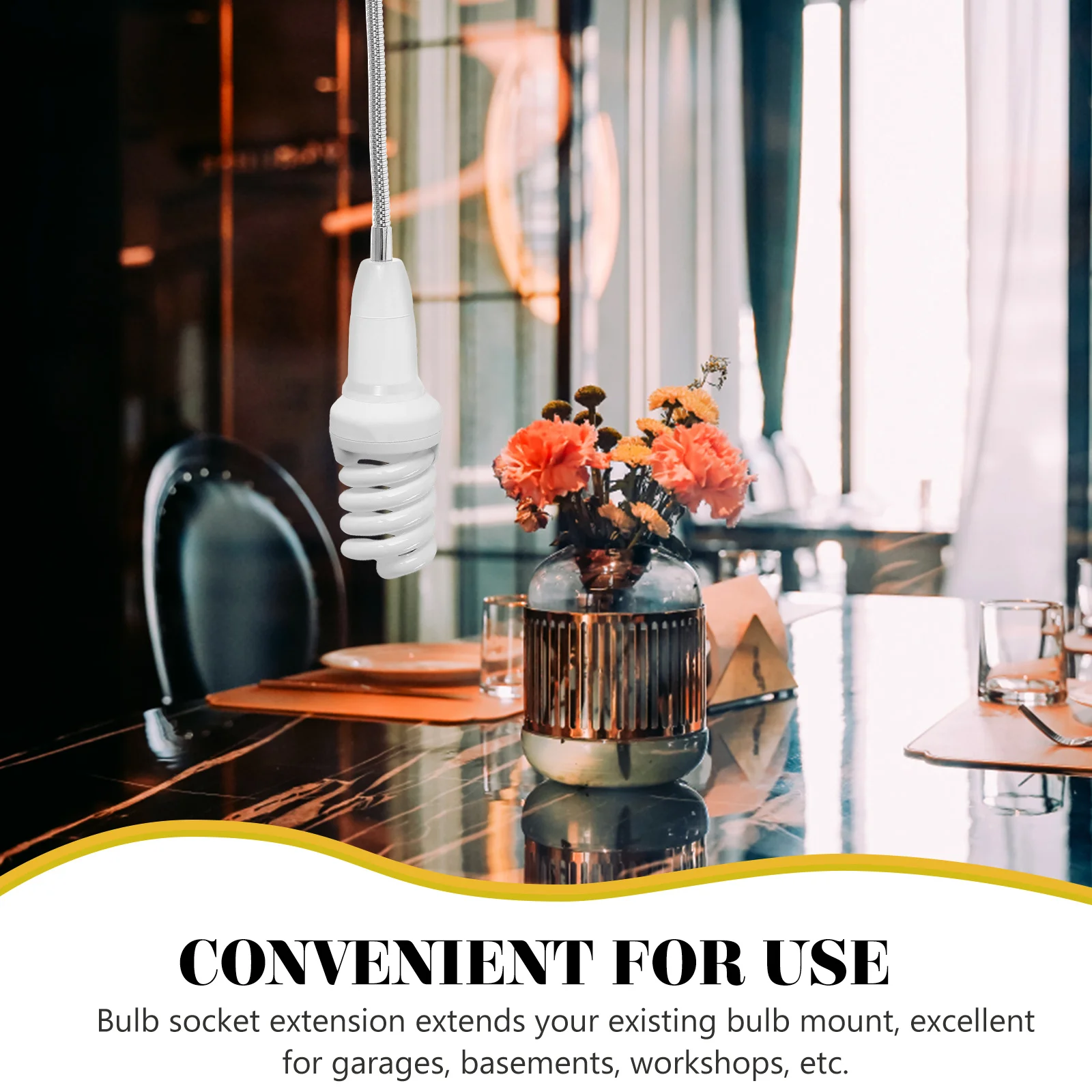 E27 to E27 Bulb Socket Extender 18cm Long Flexible Arm for LED Light Bulb Base Adapter Lamp Socket Replacement