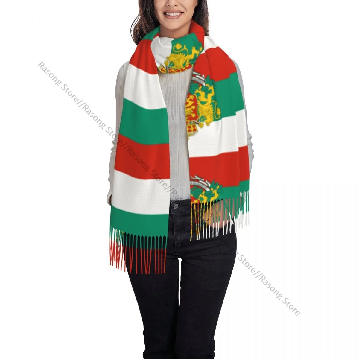 Flag Of Bulgaria Winter Scarf Shawls Wrap Women Men Warm Bufanda Tassel Scarves