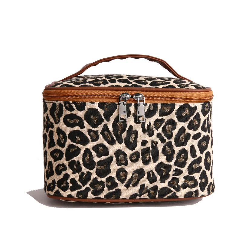 Fashion Leopard Print Makeup Bag Women Zipper Cosmetic Organizer Female Cloth Handbag Portable Toiletry Case for Girls
